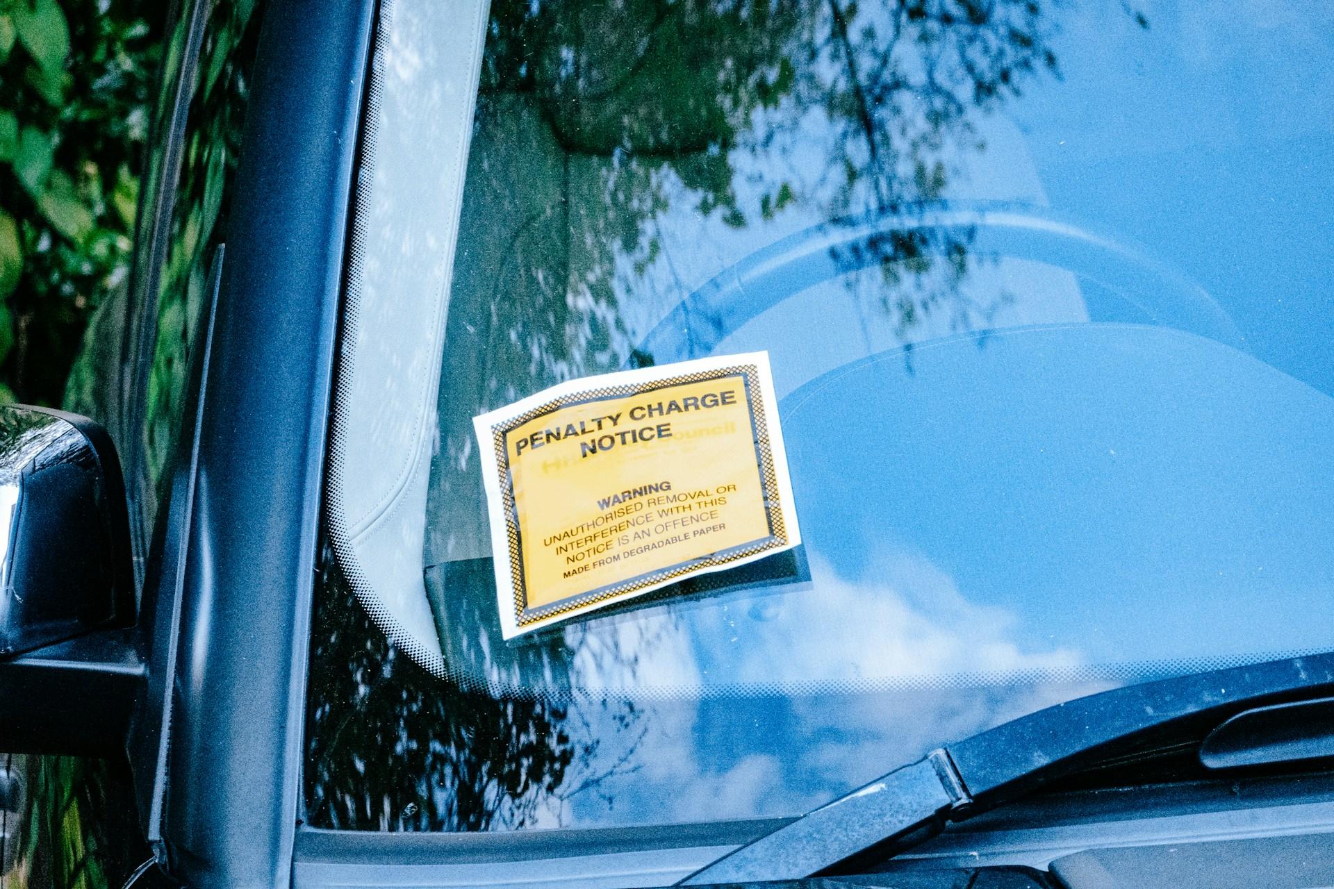 Penalty Charge Notice placed on a car's windshield