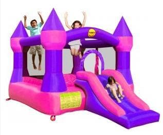 Duplay Happy Hop Bounce 'n' Slide Pink Turret Castle 12ft Bouncy Castle