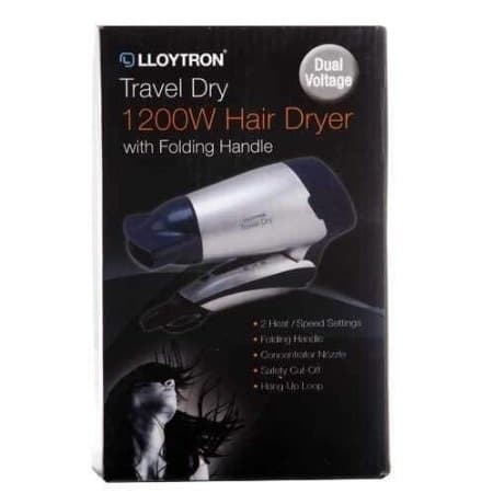 Lloytron H1010SV 1200W Folding Handle Travel Hair Dryer